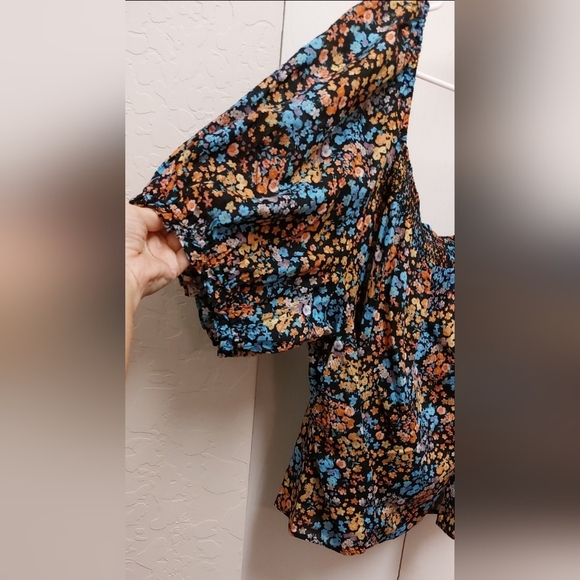 ANA Women's Floral Scoop Neck Peasant Top NWT Pouf Sleeves Boho 100% Cotton - Picture 8 of 16